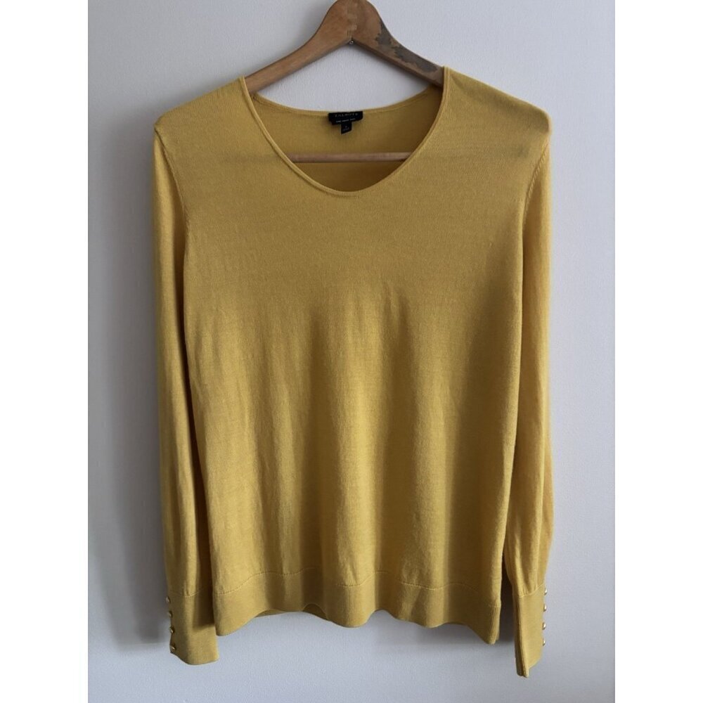 Talbots Women's Long Sleeve Knit‎ Top Pure Merino Wool Mustard Yellow Small - Picture 2 of 8